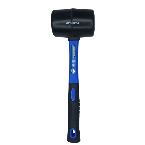 Киянка резиновая, черная резина, фибергласовая рукоятка 450 гр. VERTEXTOOLS фото 1