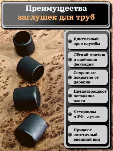 Заглушка для труб наружная круглая d 18 мм черная, 50 шт фото 3