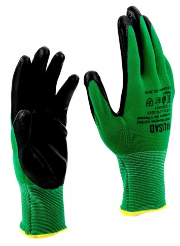 Перчатки полиэфирные с черным нитрильным покрытием 15 класс вязки размер L Palisad фото 1